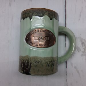 North Carolina Copper Medallion Green Mug Coffee Tea Cup State Souvenir Patina